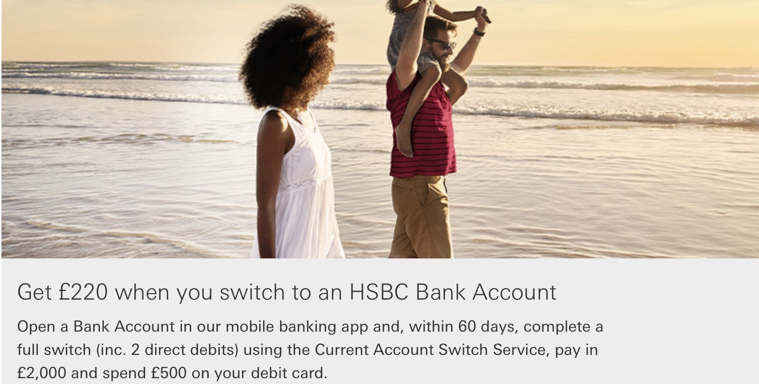 Free £220 when you switch to an HSBC Bank Account