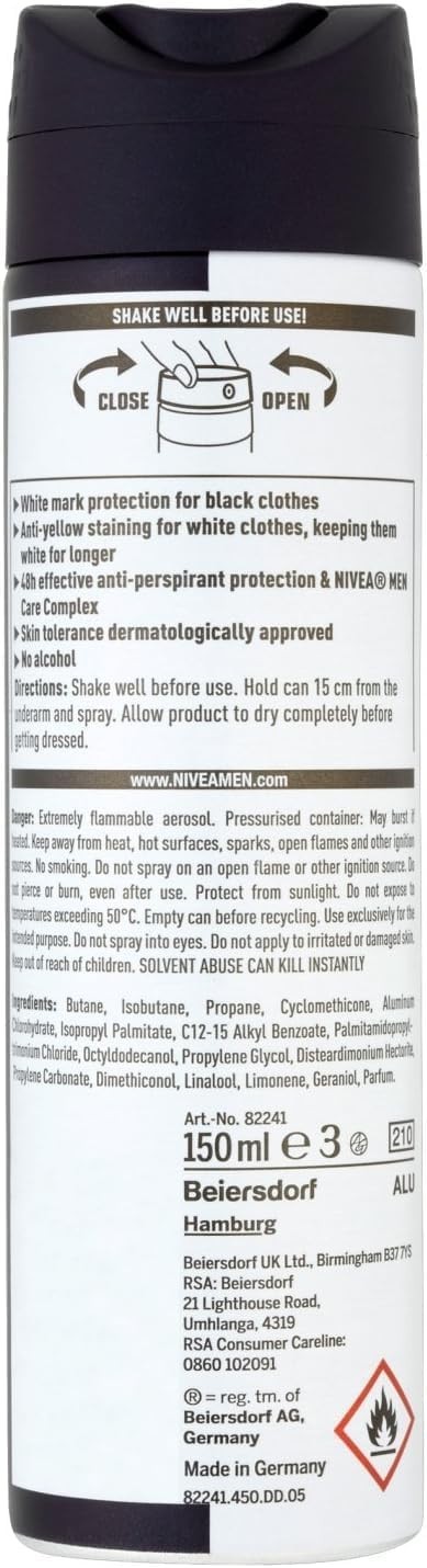 Nivea Men Black & White Original Anti-Perspirant 150ml 72hr Deodorant