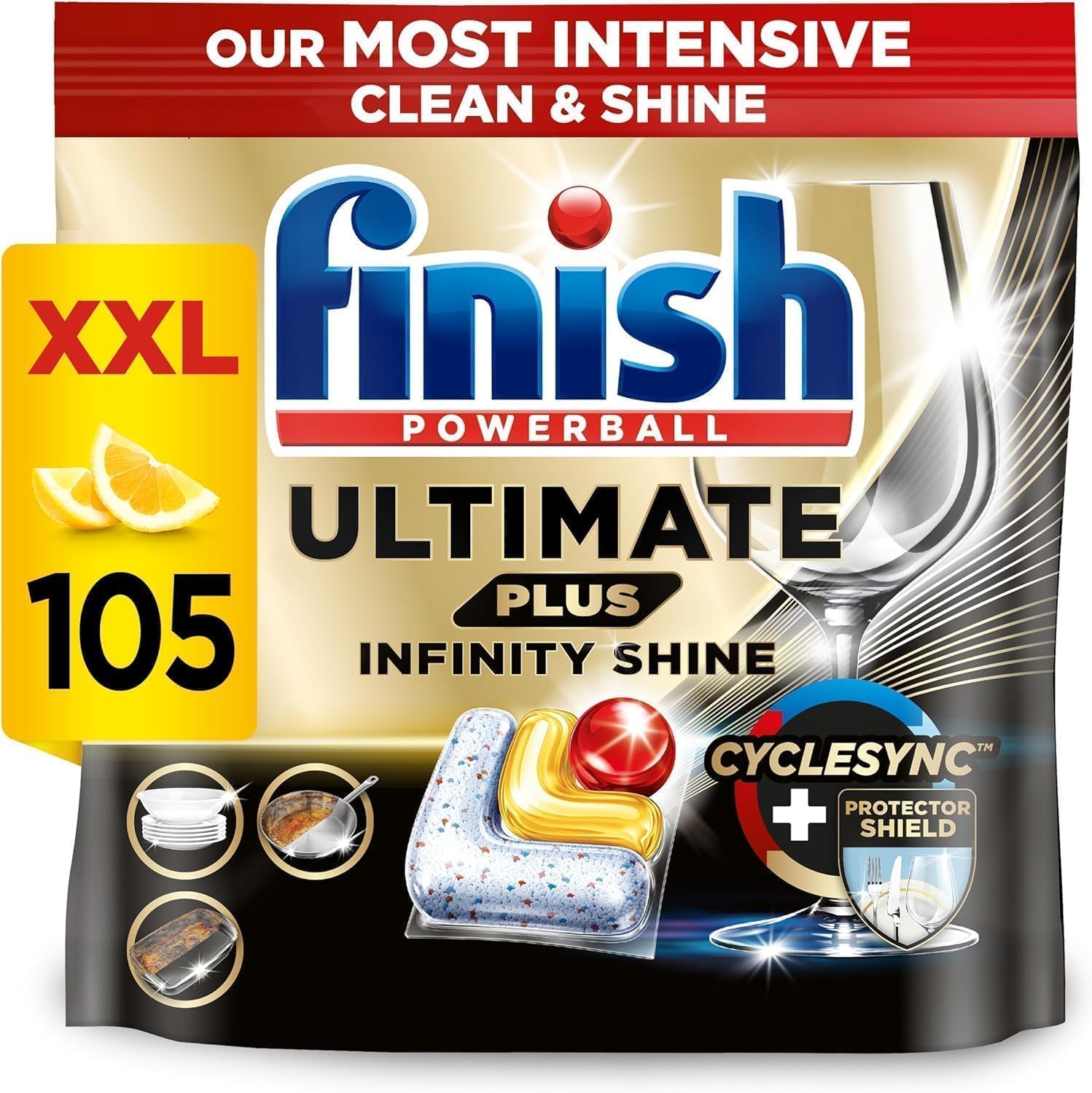 105 Finish Dishwasher Tablets, Ultimate Plus Infinity Shine
