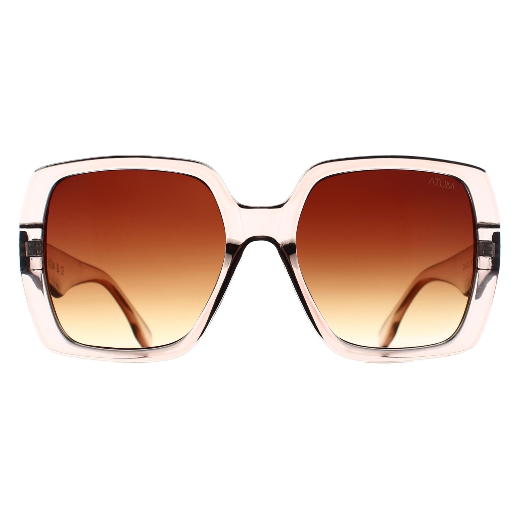 Atum Square Womens Shiny Transparent Beige Brown Gradient Zouk Sunglasses