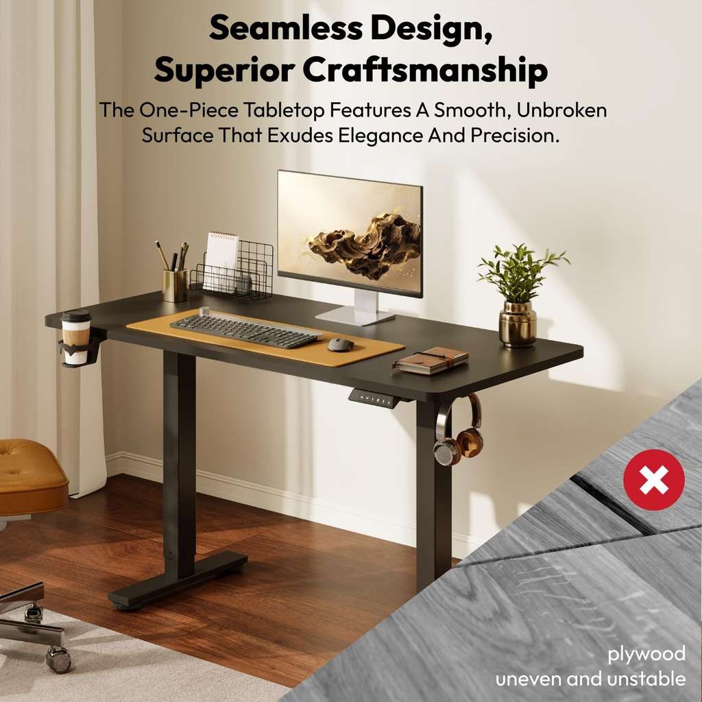SANODESK ONE PIECE Electric Standing Desk, 110x54 Black, height adjustable direct from SANODESK