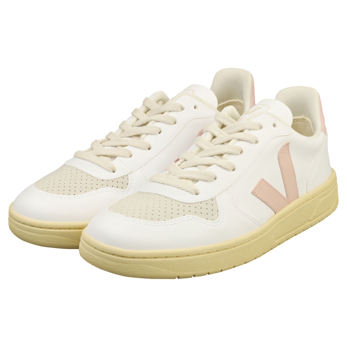 VEJA V-10 Cwl Womens Casual Trainers in White Pink - only size 3 UK left