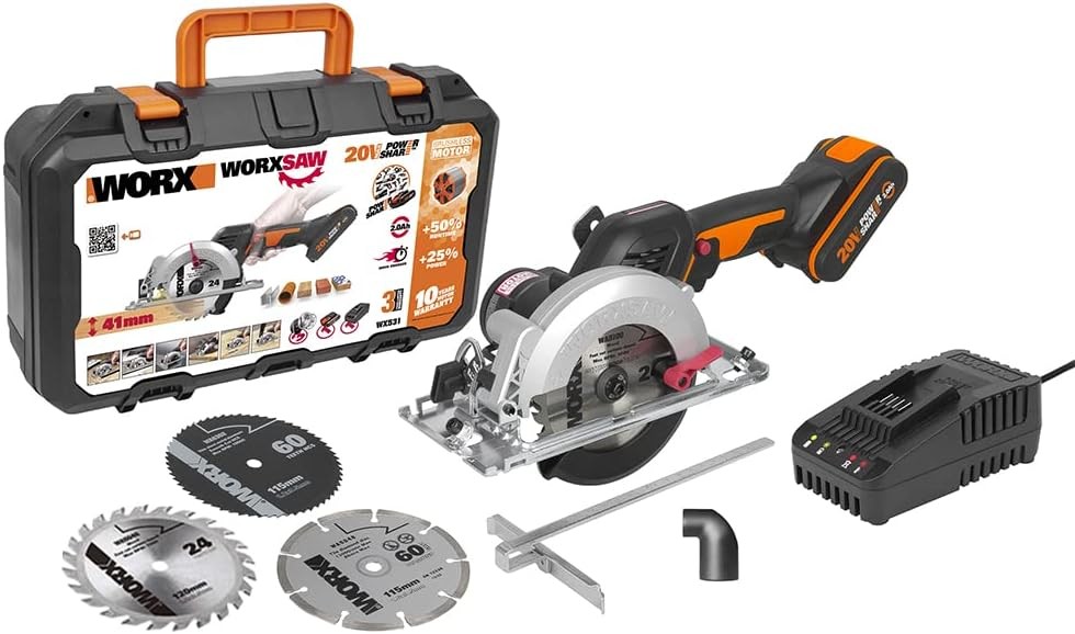 Worx WX531 18V (20V Max) Brushless Worxsaw Cordless Compact Circular Saw