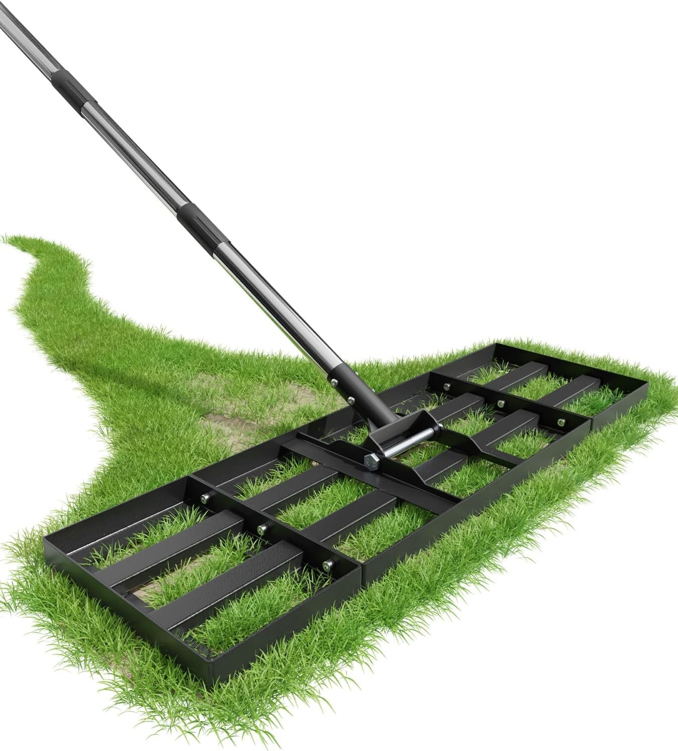 Lawn Levelling Rake, 75x25cm, Adjustable Length, Heavy Duty, 190cm Stainless Steel Handle
