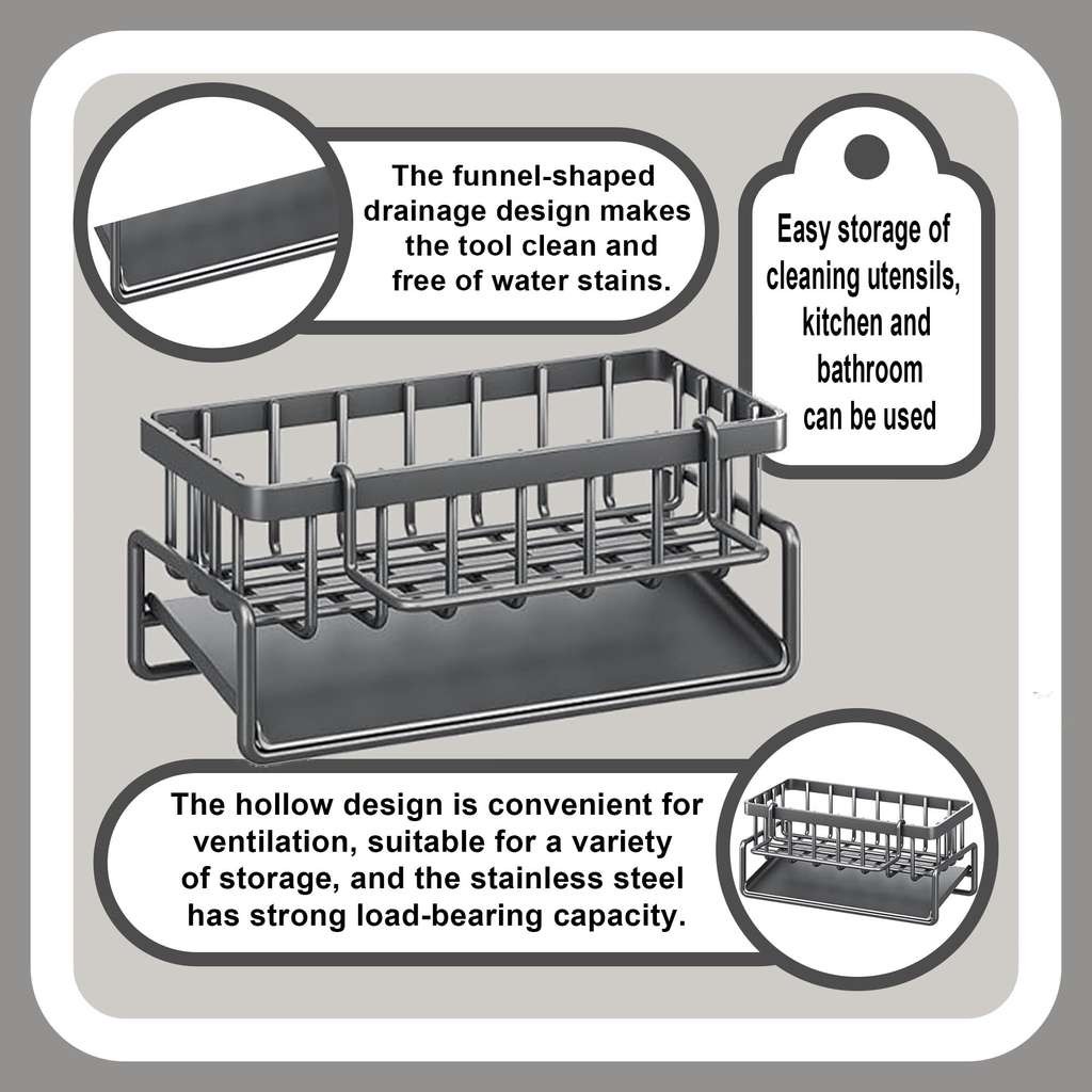 Stainless steel kitchen sink caddy with auto drain tray, price at checkout, Amazon Haul Global