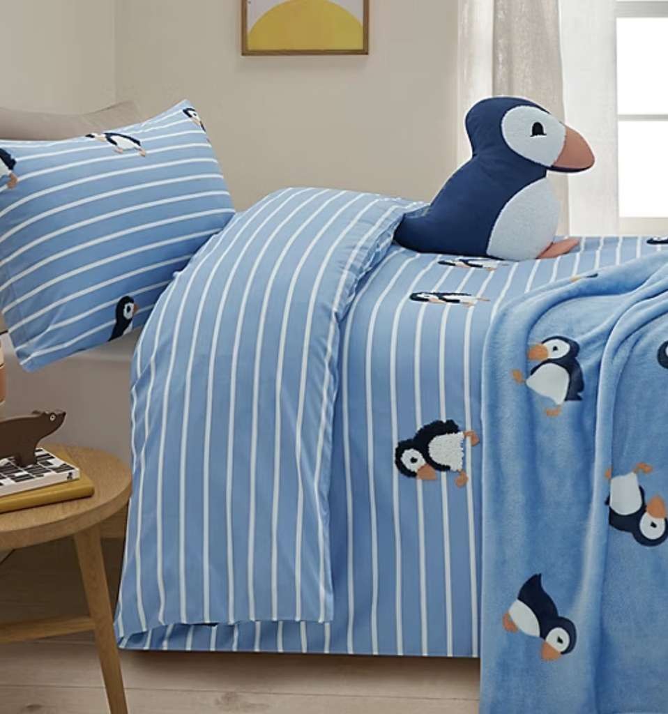 Blue Puffin Tufted Reversible Duvet Set
