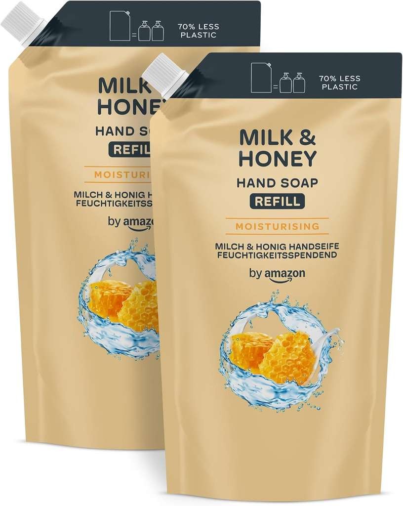 By Amazon Milk and Honey Hand Soap Refill, 2 x 1000ml