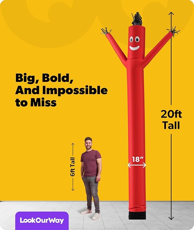 LookOurWay Air Dancers Inflatable Tube Man Attachment, 20 Feet Tall, Red