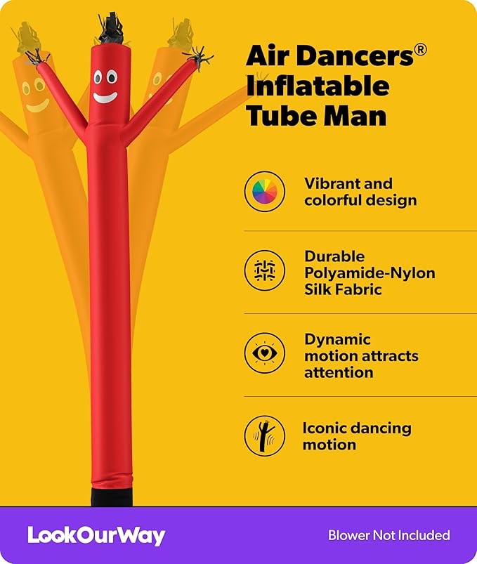 LookOurWay Air Dancers Inflatable Tube Man Attachment, 20 Feet Tall, Red