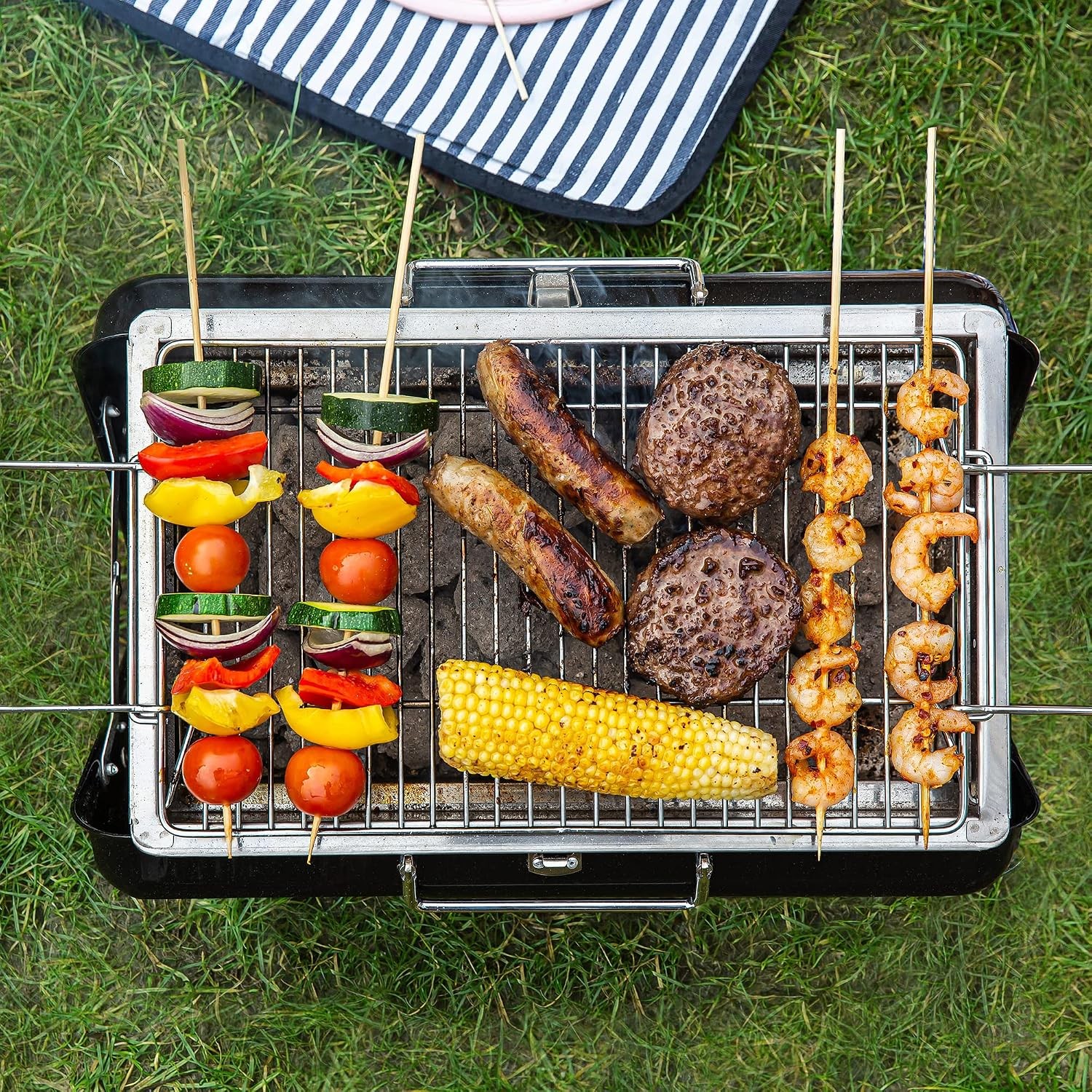 George Foreman Portable Charcoal BBQ Toolbox GFPTBBQ1005B, Black