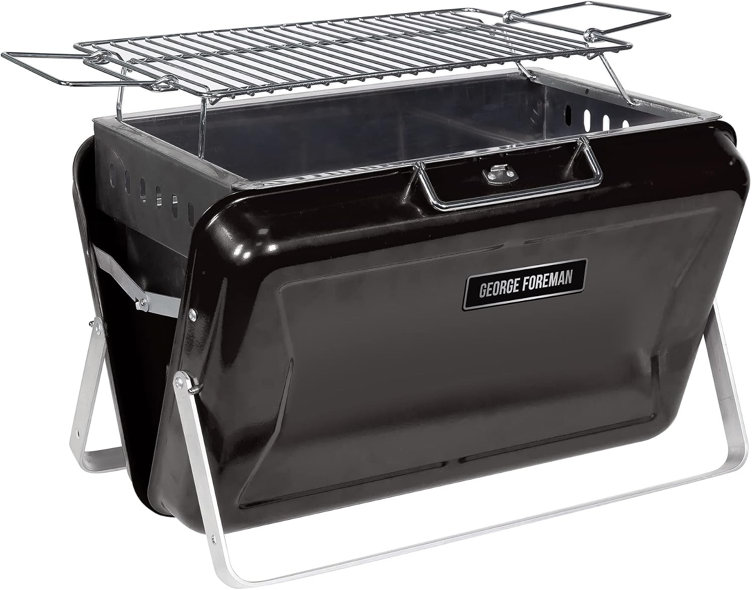 George Foreman Portable Charcoal BBQ Toolbox GFPTBBQ1005B, Black