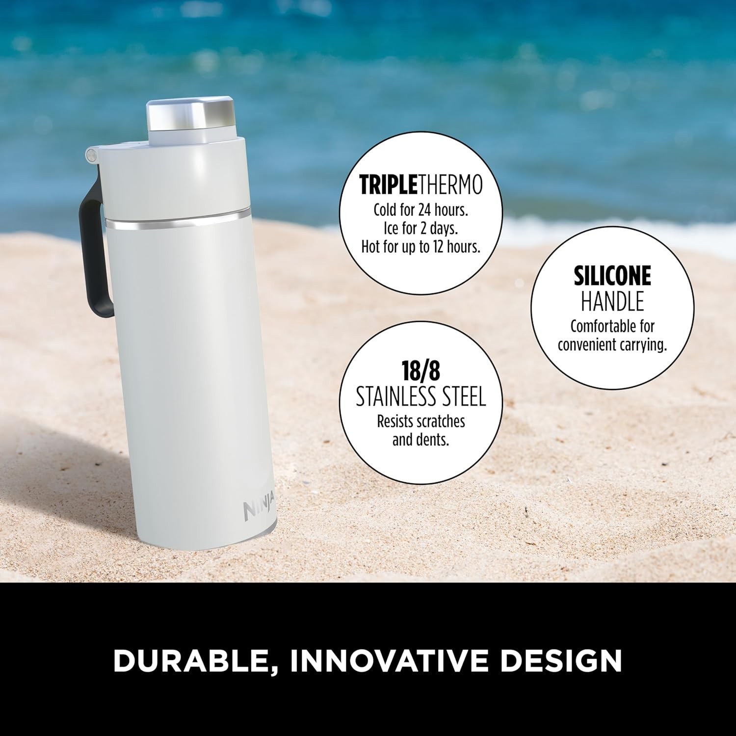 Ninja Thirsti Water Bottle and Flask 530ml White DW1801EUUKWH