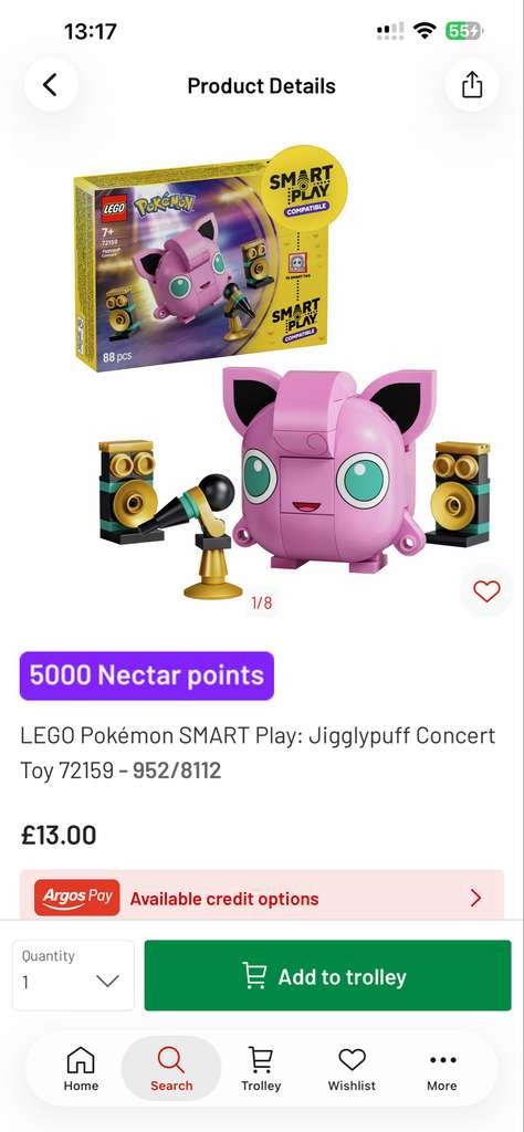 5000 Bonus Nectar Points on Select LEGO Inc Pokemon SMART Play: Jigglypuff Concert Toy 72159, Pokemon SMART Play £30, Free C&C
