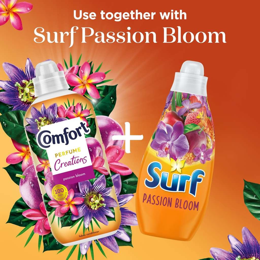 4x Comfort Perfume Creations Passion Bloom 1.35L (45W) fabric conditioner £6.27 S&S / £7.41