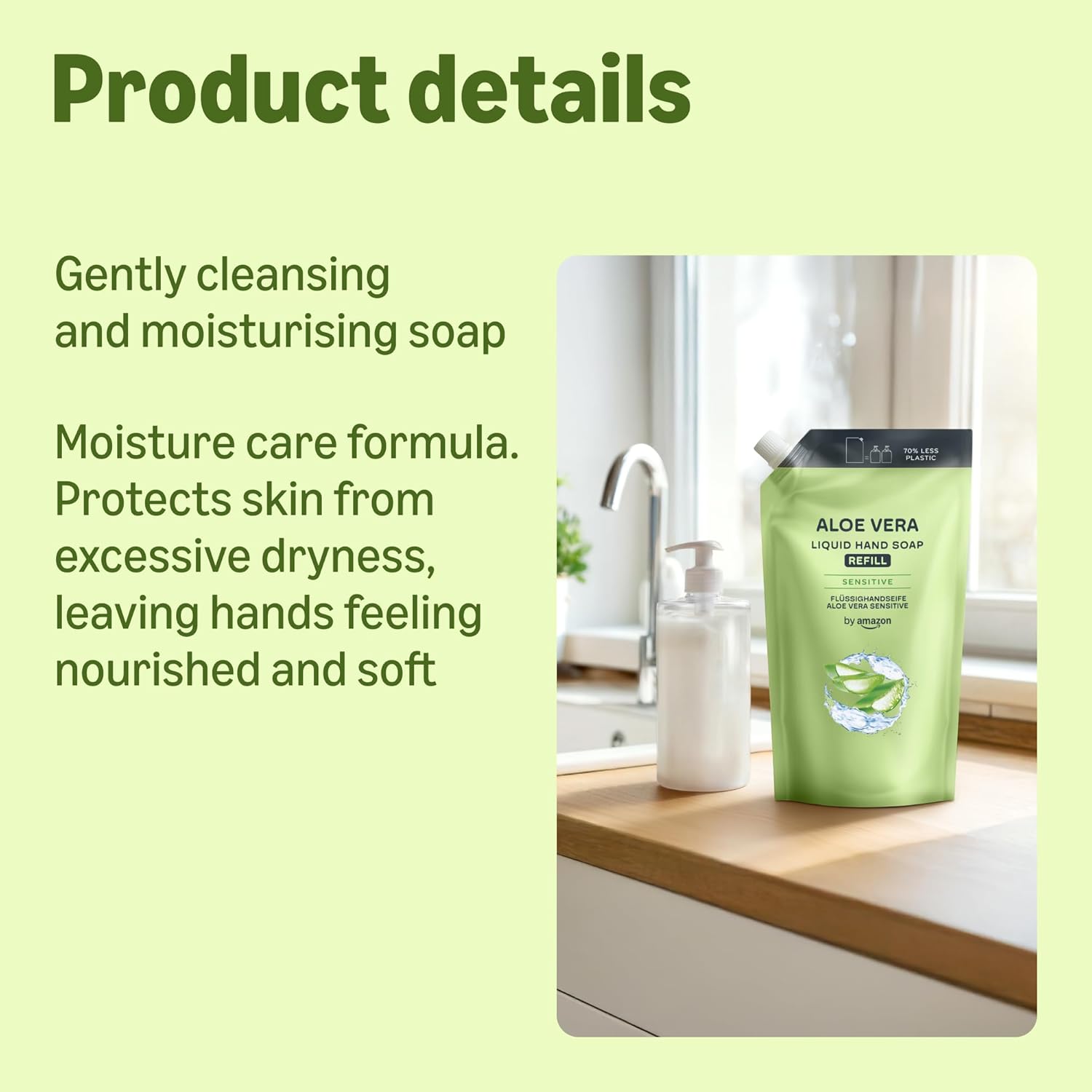 Amazon Aloe Vera Hand Soap Refill, 2 x 1000ml