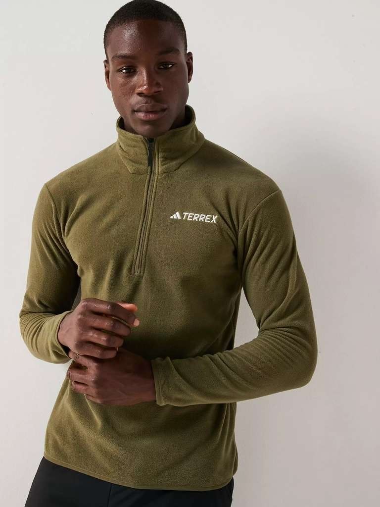 Adidas Terrex mens 1/2 zip fleece, green (S-XXL). Free click & collect on orders over £30