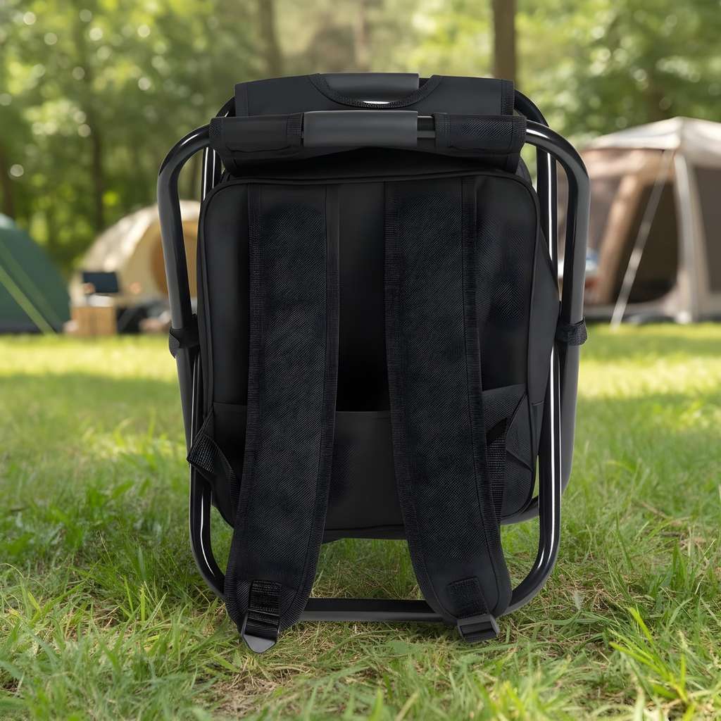 OHS 3-in-1 Camping Cooling Bag Seat Backpack in Black