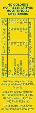 Lipton Peach Ice Tea Can 330 ml, Pack of 6, Low Calorie Soft Drink, 100% Black Tea Extract