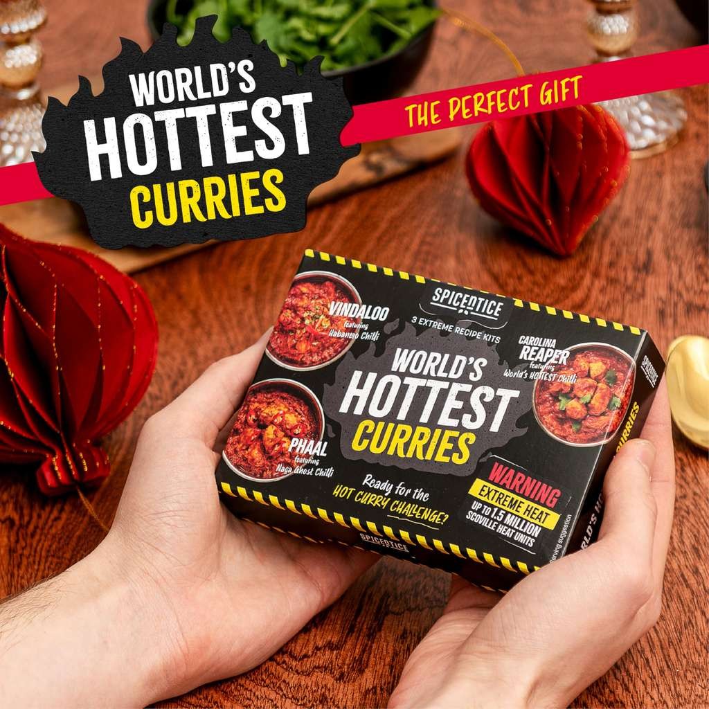 Spice'n'Tice World's Hottest Curry Gift Set, 3 Extreme Hot Curry Spice Kits