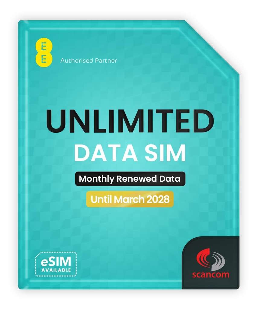 EE Unlimited Data SIM, Uncapped 5G, No Contract, Preloaded Until 4th March 2028, Scancom