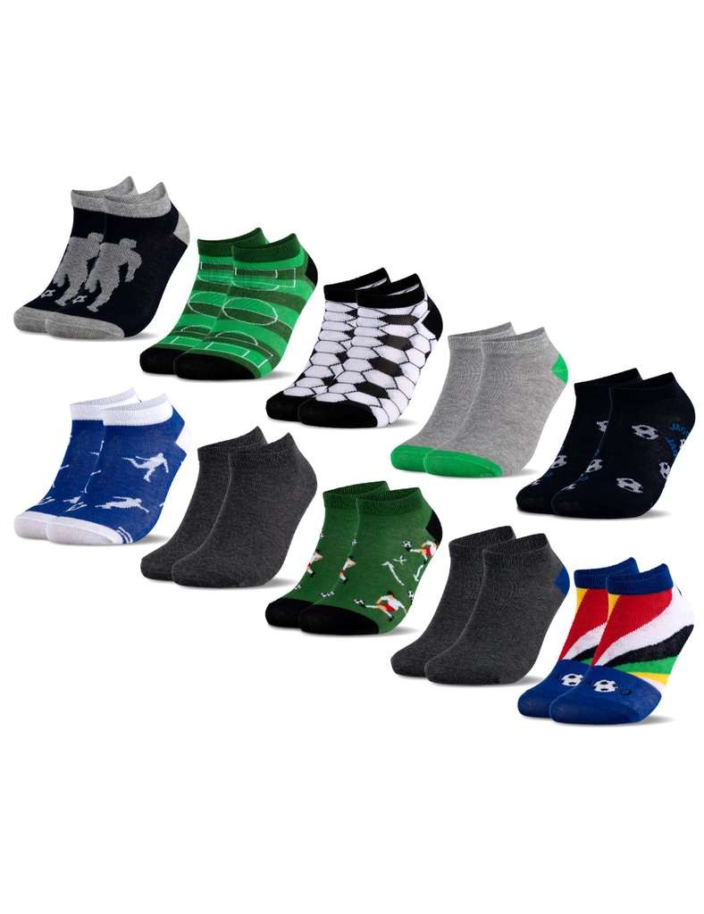 Occulto Boys and Girls Trainer Socks Pack of 10, Football, Size 9.5-12