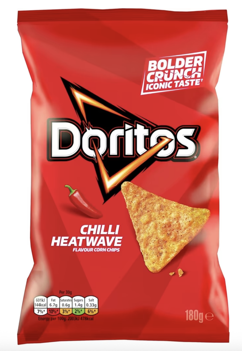 Doritos Chilli Heatwave Tortilla Chips Sharing Bag 2 x 180g - Discount at Checkout (£2.65 S&S)