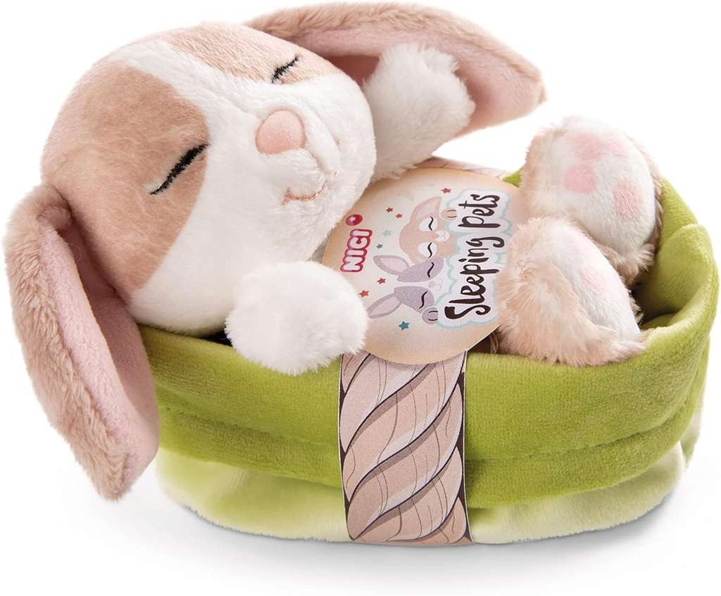 NICI Cuddly Toy Rabbit Cappuccino, 12cm soft plush, in basket