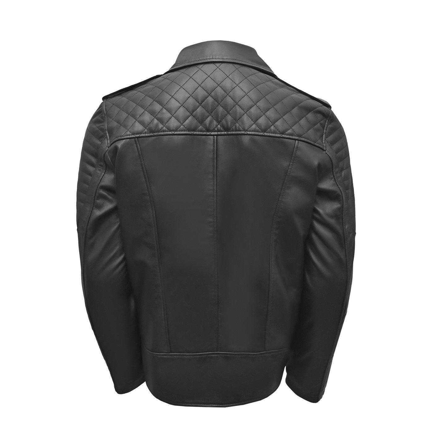 Pretty Green Mens Genuine Sheepskin Leather Biker Jacket