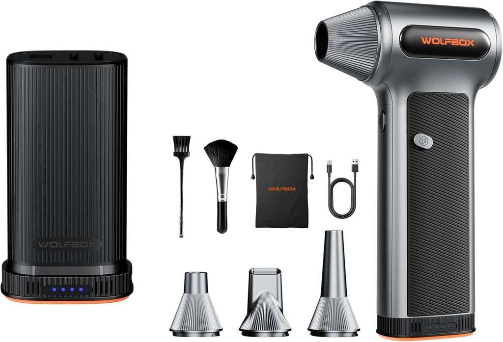 WOLFBOX MF200 Electric Air Duster Blower, 320g, rechargeable 3-gear brushless motor. Good promo price