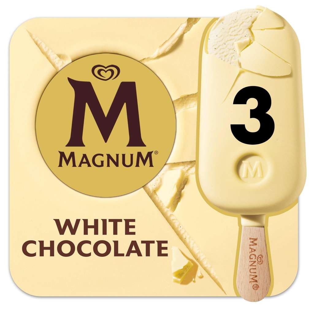 Magnum White Chocolate Ice Cream Sticks, 3 x 100 ml