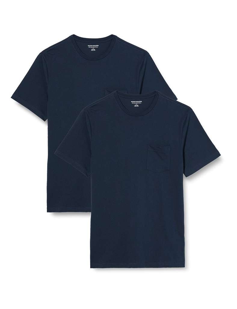 Amazon Essentials men's pocket t-shirts, 2-pack Navy XL, useful basics