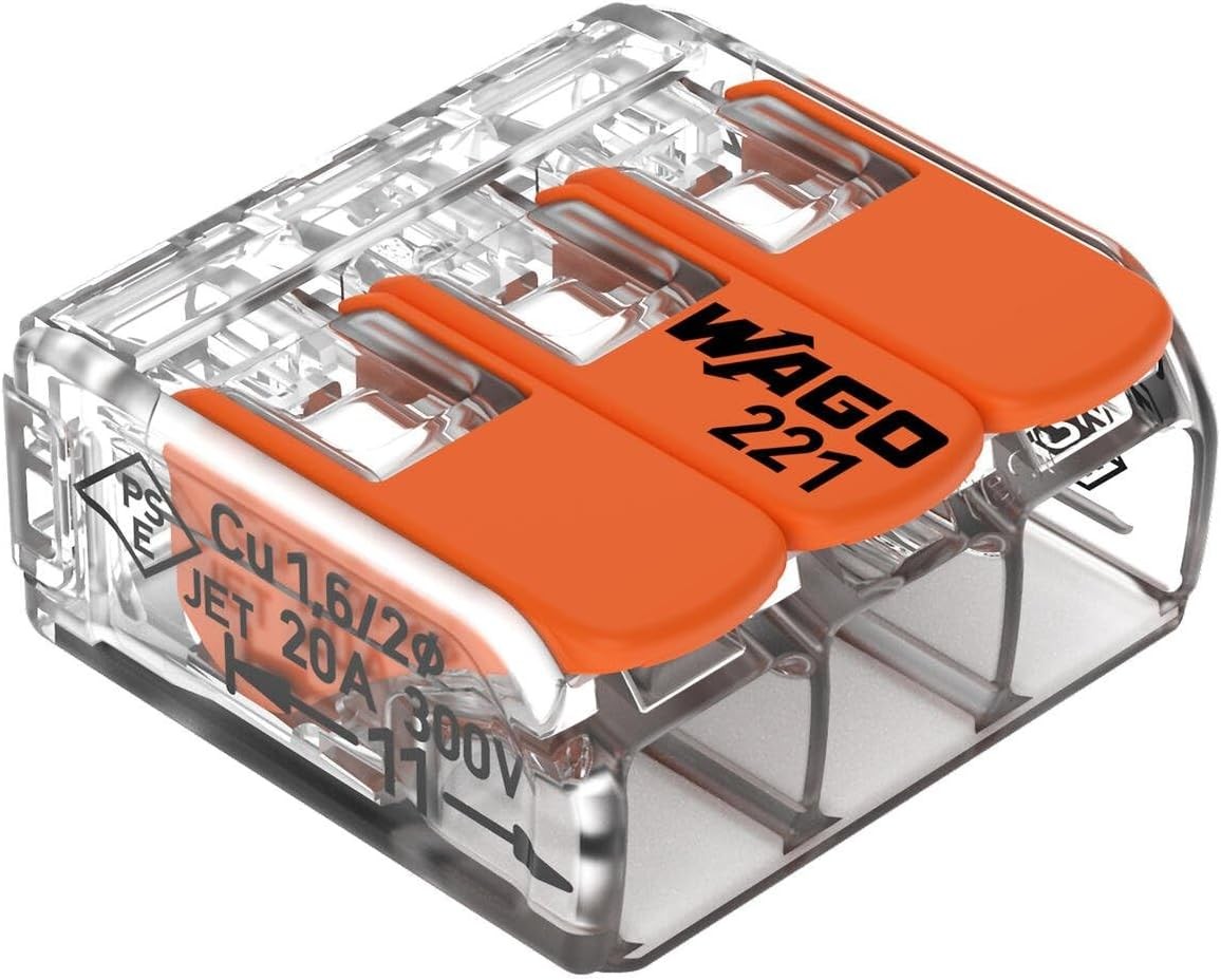 Wago 221-413 Splicing Connector 3 Conductors 0.14-4 mm², Pack of 50