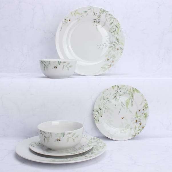 Willow Trail 12 Piece Sage Porcelain Dinner Set, nice with free click & collect