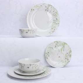 Willow Trail 12 Piece Sage Porcelain Dinner Set, nice with free click & collect