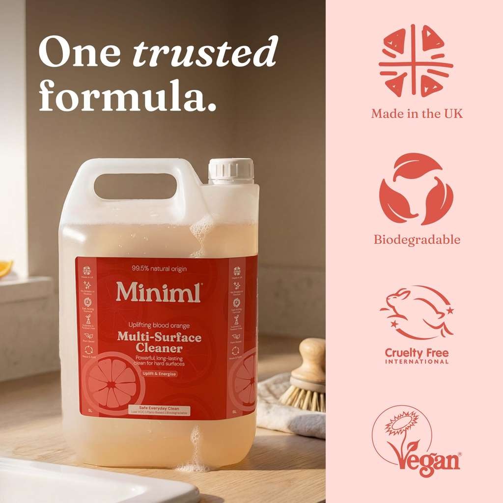 Miniml Eco Multi Surface Cleaner General Purpose Spray, 5L Blood Orange refill