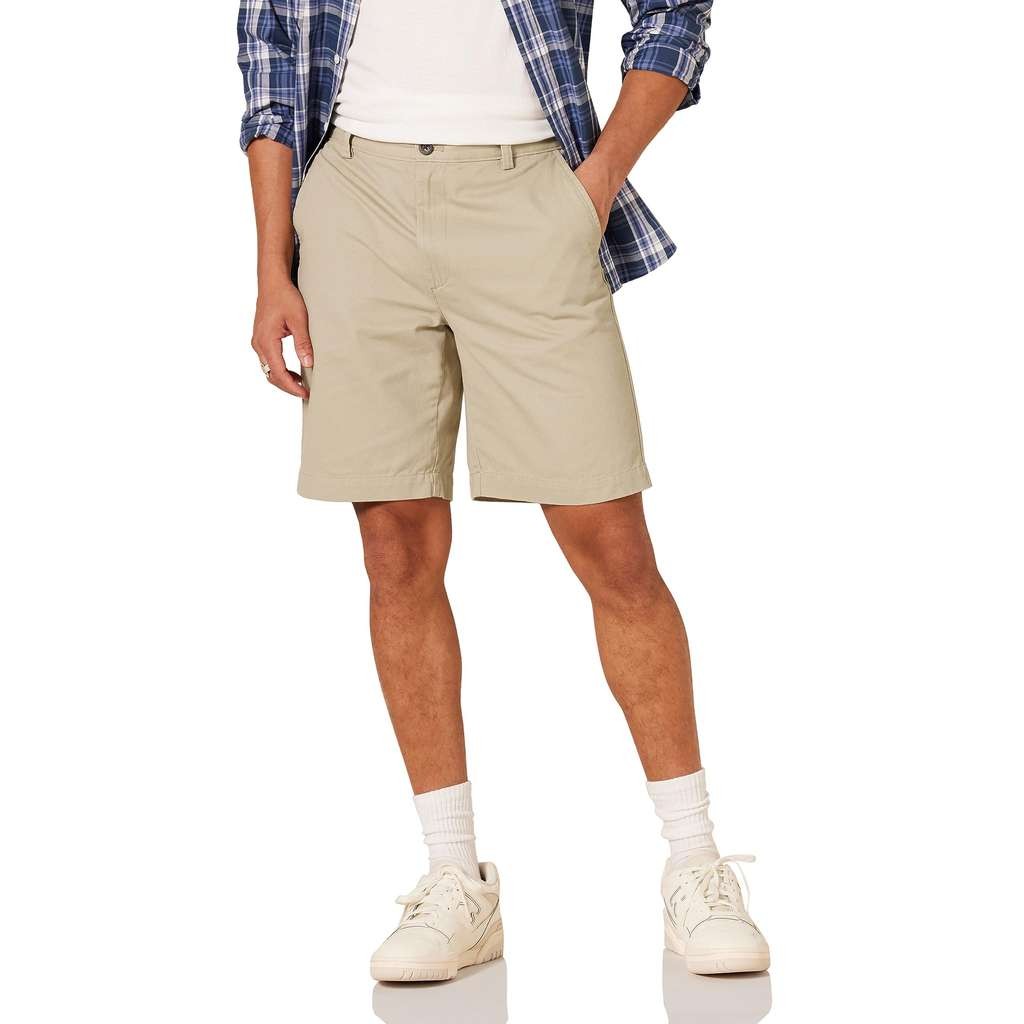 Amazon Essentials classic fit 9-inch men's chino shorts, khaki, 40W
