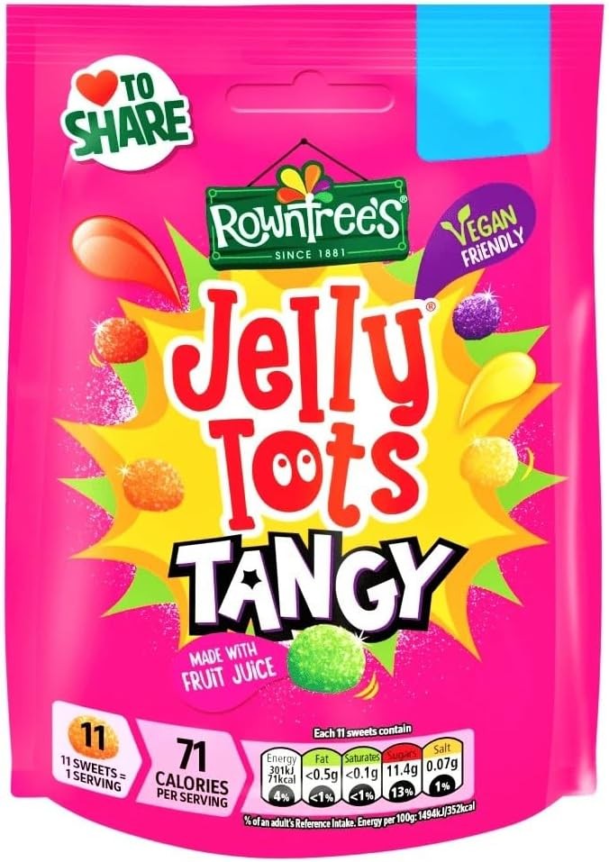 Rowntree's Jelly Tots Tangy Sweets Sharing Bag 140g