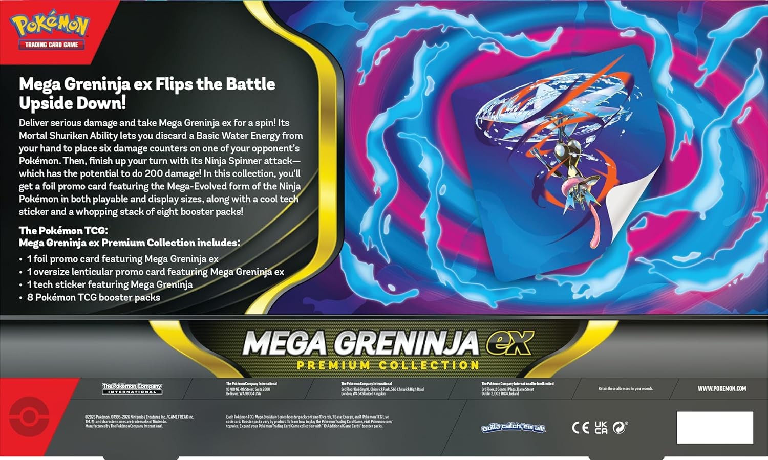 Pokémon TCG: Mega Greninja ex Premium Collection, 1 Foil Promo Card, 1 Oversize Lenticular Card, 8 Booster Packs