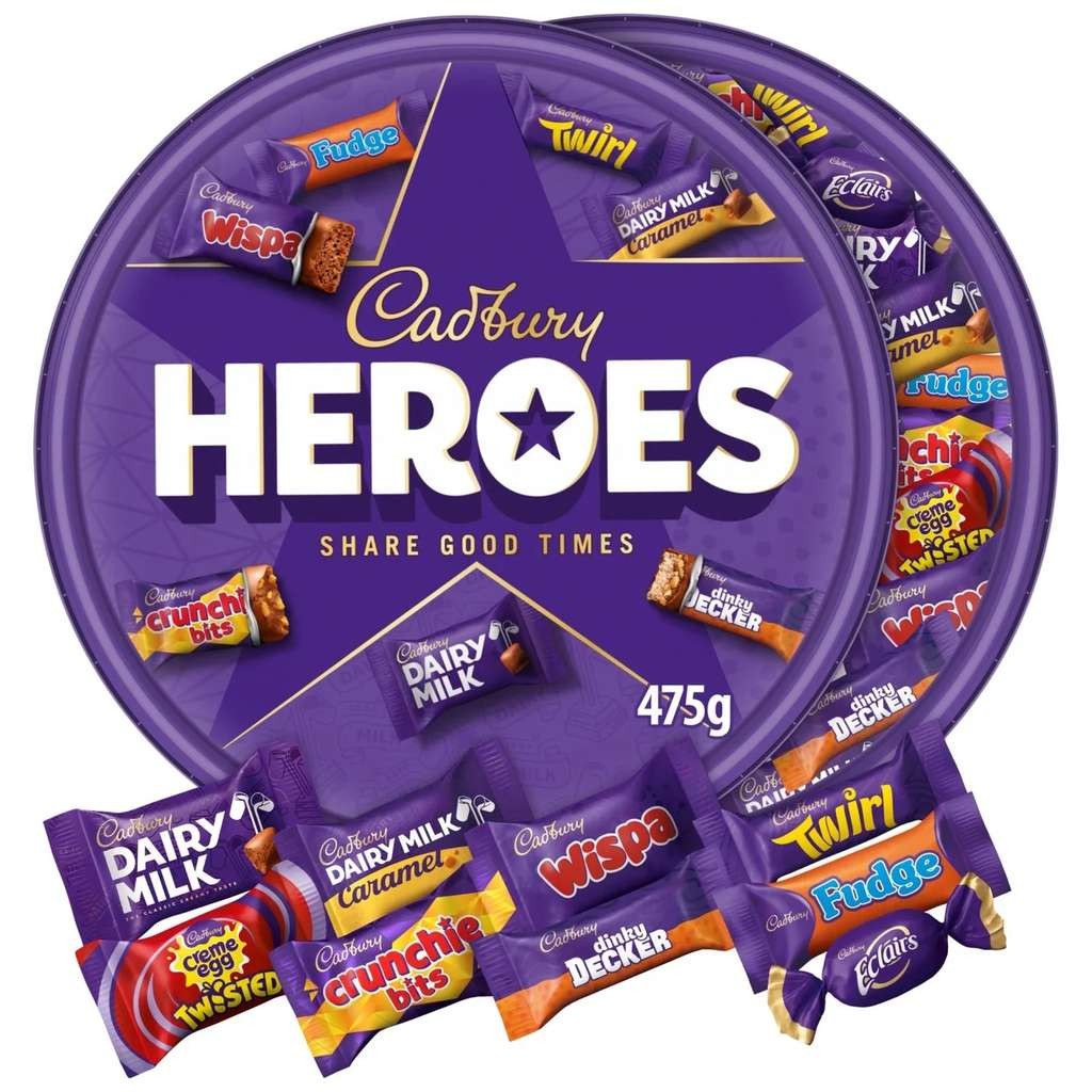 Cadbury Heroes/Roses 475g tub, with More Card it's £9.47/kg