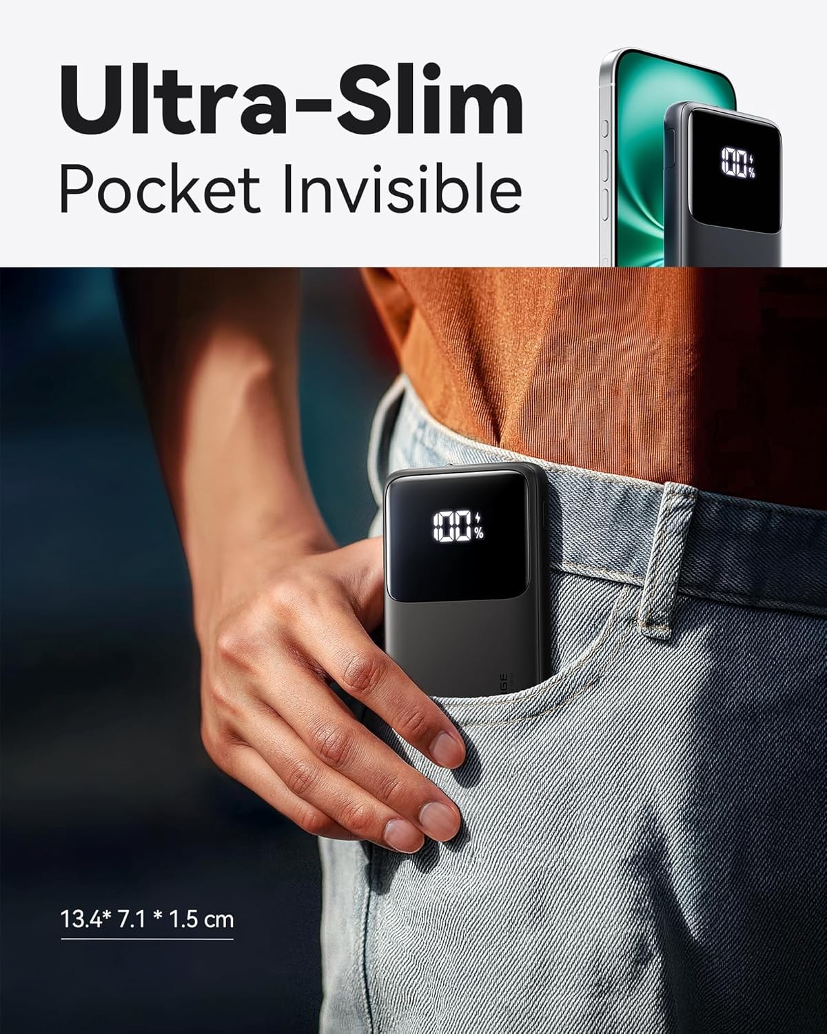 INIU Power Bank, Slimmest 10000mAh 22.5W PD Portable Charger, USB C In and Out