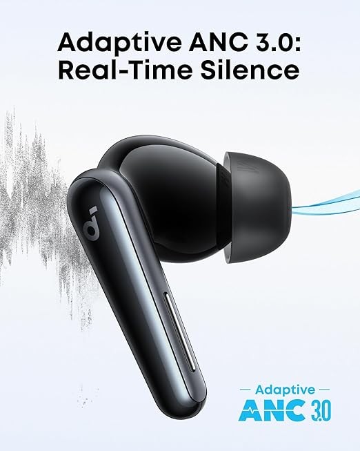 Soundcore Liberty 5 by Anker, Noise-Cancelling Wireless Earbuds, 2x Stronger Voice Reduction, Real-Time Adaptive Noise Cancellation, Fast Charging, Dolby Audio, 6 Mic AI Calls