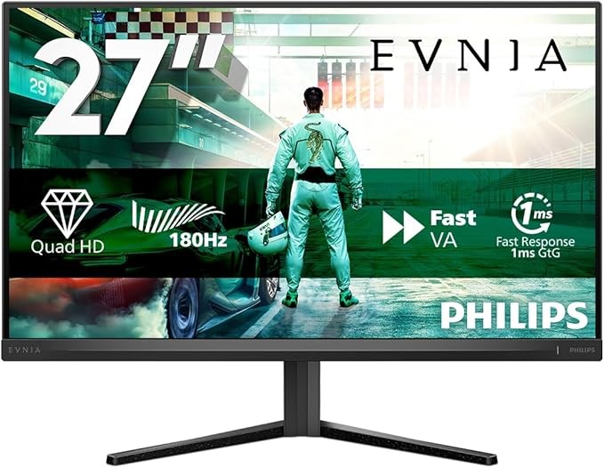Philips 27M2N3500AM 27 inch WQHD Gaming Monitor, 180Hz, Fast VA Panel, 0.5ms MPRT, Adaptive Sync, HDR10, FreeSync Premium, 2560x1440 HDMI 2x 2.0 DP 1x 1.4, Dark grey