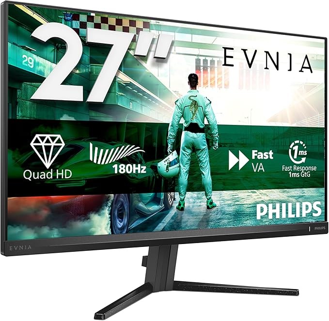 Philips 27M2N3500AM 27 inch WQHD Gaming Monitor, 180Hz, Fast VA Panel, 0.5ms MPRT, Adaptive Sync, HDR10, FreeSync Premium, 2560x1440 HDMI 2x 2.0 DP 1x 1.4, Dark grey