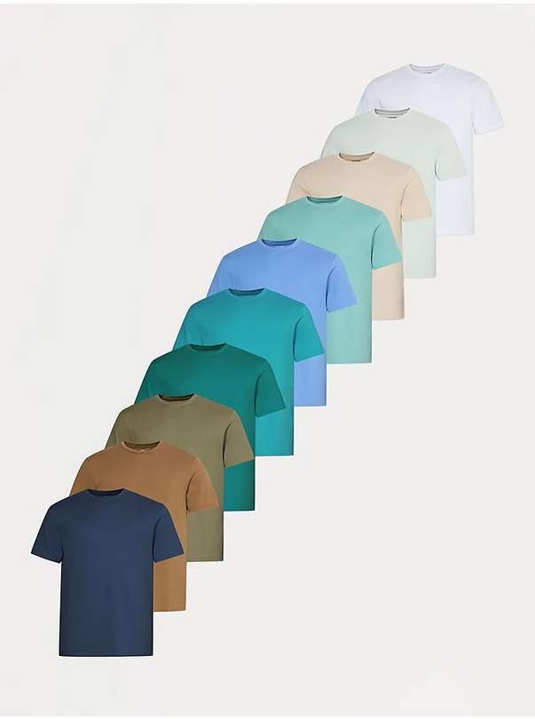 Mens Crew Neck T-Shirts 10 Pack, 2 Colour Options, Sizes S-4XL, Extra 10% Off with George Reward Points, Free C&C