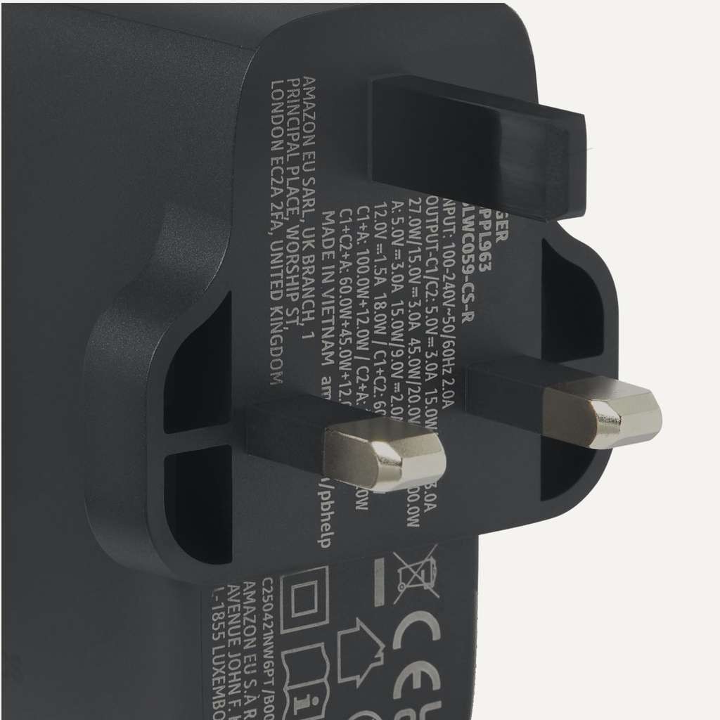 Amazon Basics 120W 3-Port USB C Nano GaN Wall Charger, Black