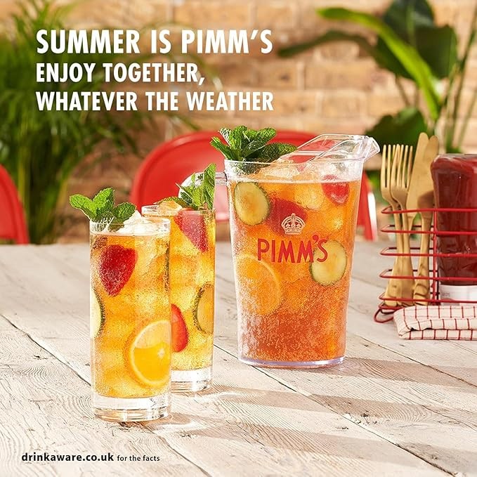 Pimm's The Original No. 1 Cup, 22% vol, 1L, Fruity Flavour, Herbal Botanicals, Caramelised Orange & Warm Spices, Gin Based Spirit