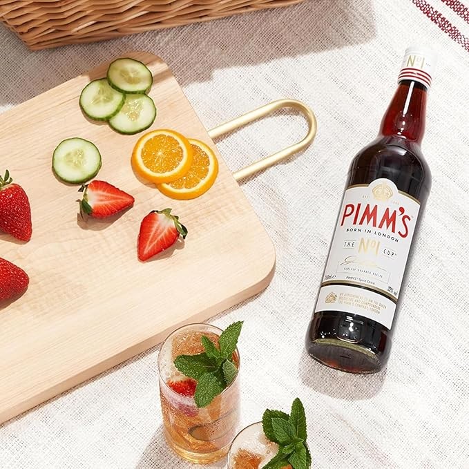 Pimm's The Original No. 1 Cup, 22% vol, 1L, Fruity Flavour, Herbal Botanicals, Caramelised Orange & Warm Spices, Gin Based Spirit