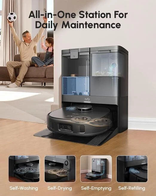 eufy X10 Pro Omni Robot Vacuum Cleaner & Dual Mops, 8000 Pa, 12 mm Auto-Lift AI