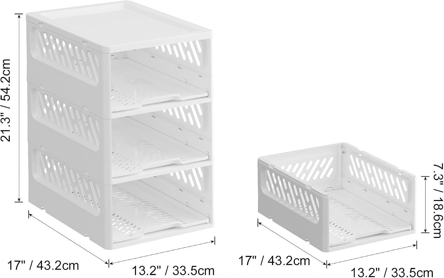 YVVVVY 3 Tiers Wardrobe Storage Organizer Stackable Storage Bins, 43.2 x 33.5 x 54.2 cm
