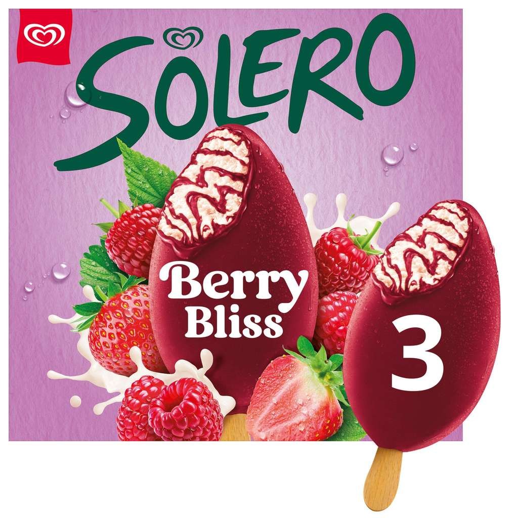 Solero 3 x 90ml lollies (Exotic, Berry Bliss, Strawberry twist flavours) - Nectar Price